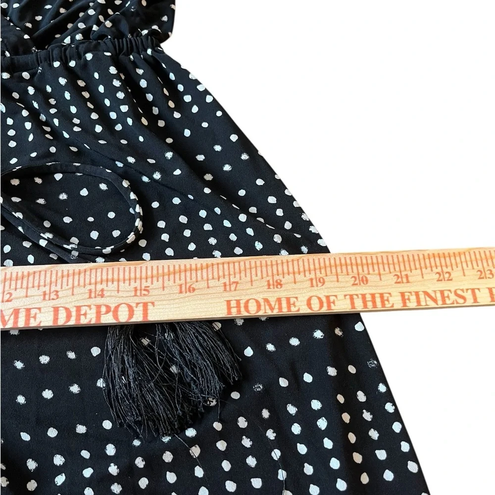 Tommy Bahama Dunmore Dot Black Dress Tassel Ties Size Medium Summer Boho Resort - Picture 5 of 8